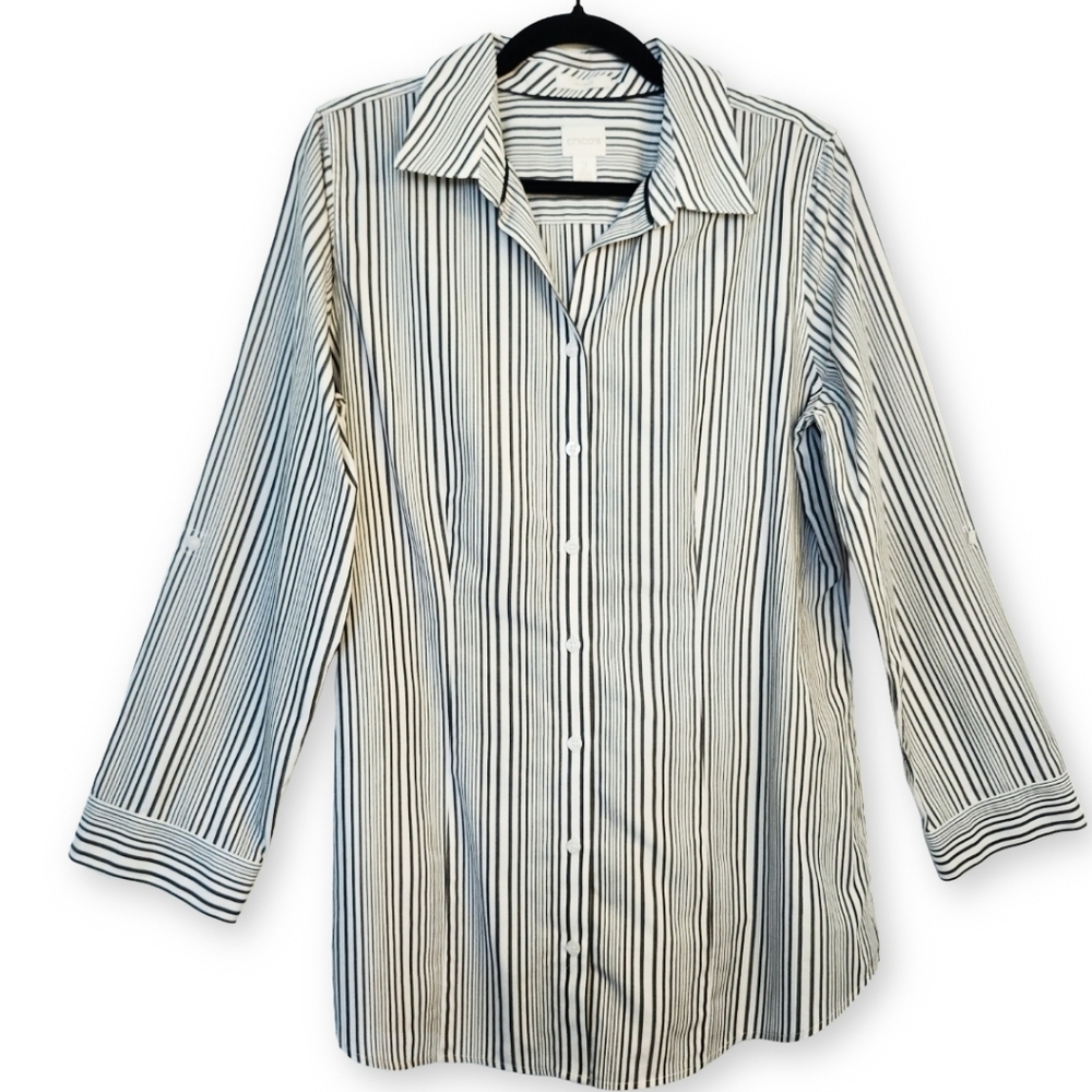CHICOS 2 No Iron Shirt Womens Large
